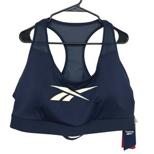Reebok Lux Vector Race Sports Bra 3X 22-24W Navy Racerback NWT Gym Running
